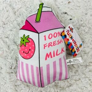 NWT Plush Paradise 100% fresh Milk strawberry Carton small Pillow